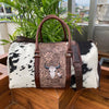 Cowhide Luggage Duffle Bag With Tooled Leather