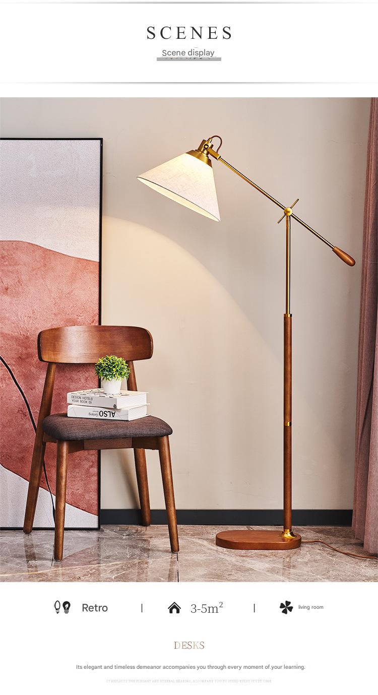 Fishing arm retro floor lamp for reading