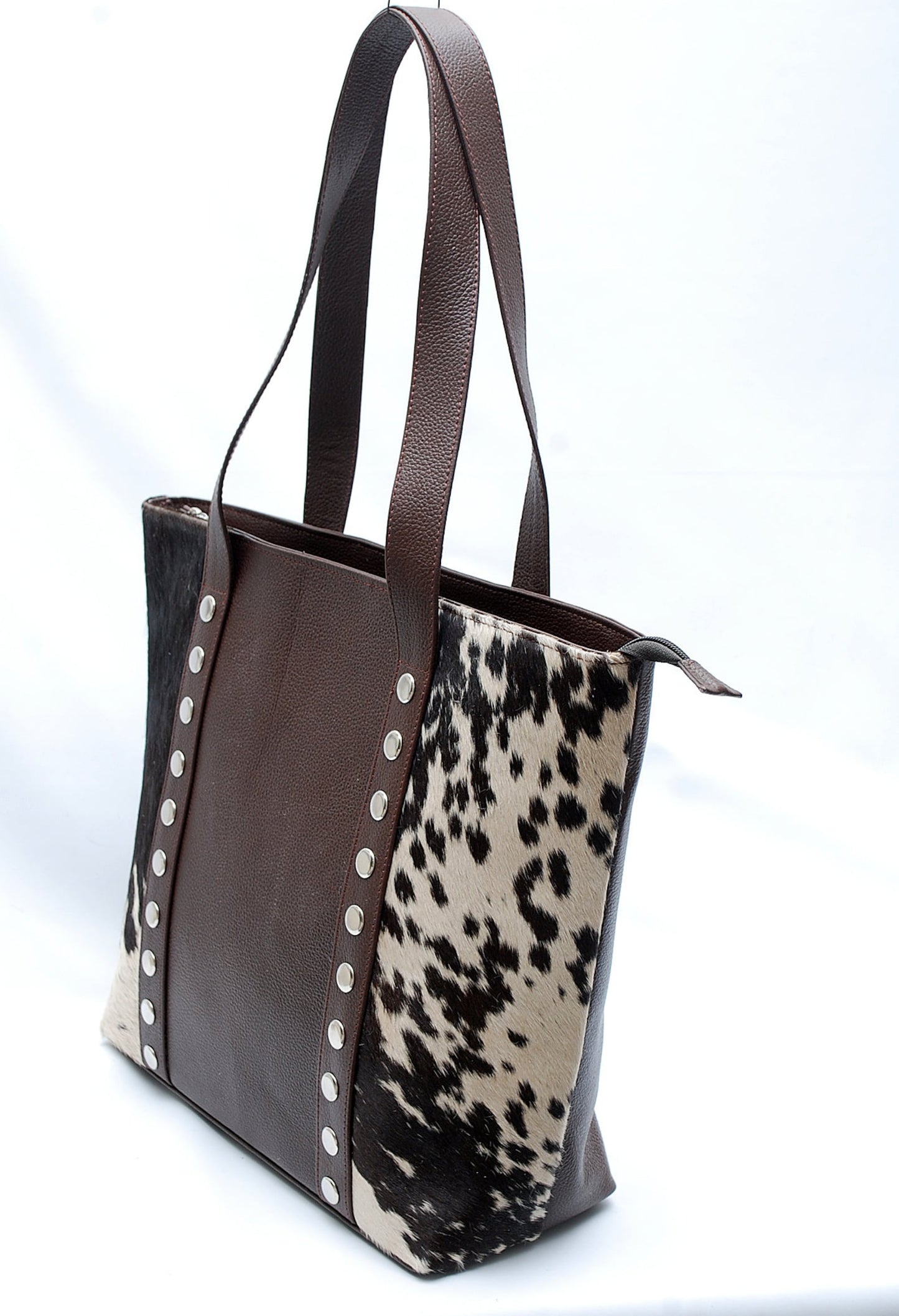 Leather Tricolor Cowhide Tote Bag