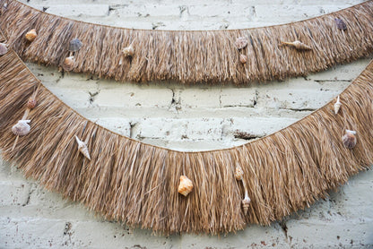 sea shells raffia wall hanging two layers