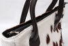 Cowhide Fur Tote Purse Brown White