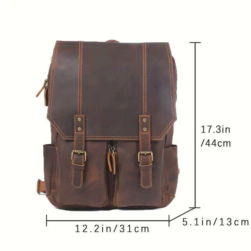 Genuine Leather Backpack Travel Crazy Horse Style