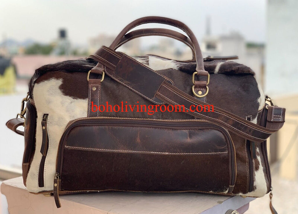 Hair on Cowhide Travel Duffel Bag