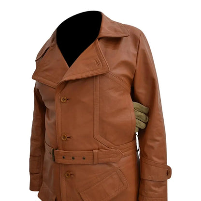 Genuine Leather Men's Trench Coat