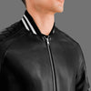 Men's Black Leather Zip Up Jacket