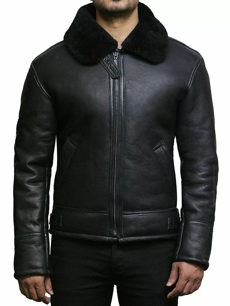 Mens Aviator Shearling Leather Jacket