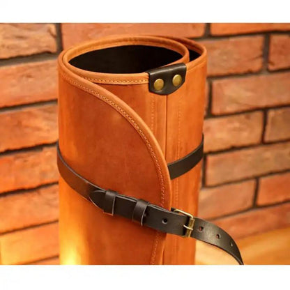 leather wood carrying bag