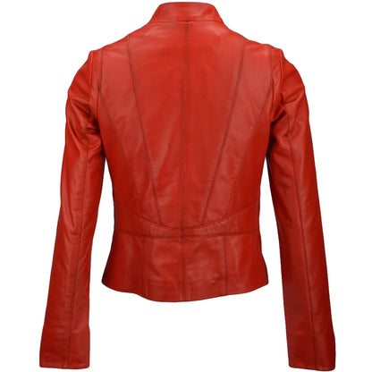 Women's Slim Fit Double Breasted Leather Biker Jacket