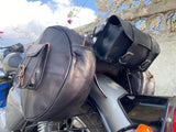 Black Leather Motorcycle Combo Saddlebag Panniers