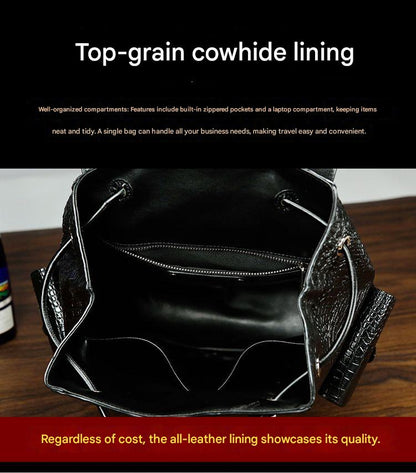 Men genuine crocodile leather backpack