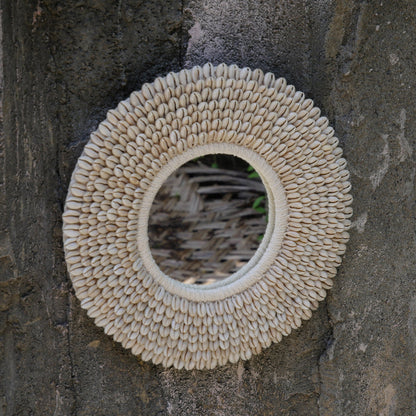 Papua Necklace Inspired Cowrie Shell Round Mirror