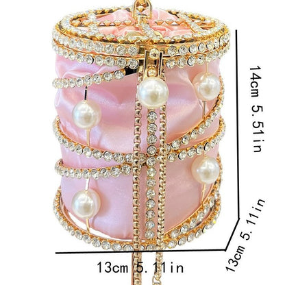 Women's Cage Evening Bag with Rhinestone Chain