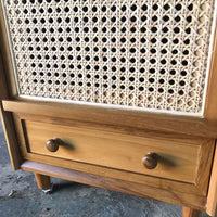 Genuine Teak Wood And Rattan Drawer
