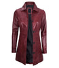 Genuine Leather Maroon Trench Coat