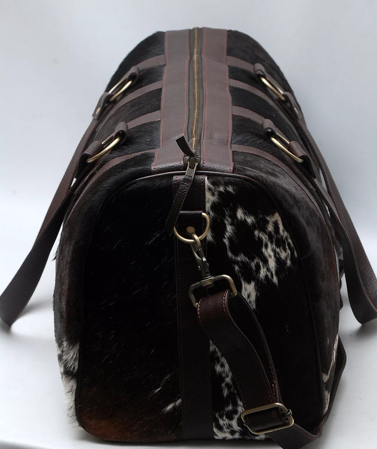 Cow Print Weekender Black & White Cowhide Overnight Bag