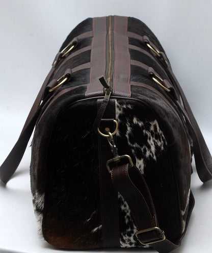 Cow Print Weekender Black & White Cowhide Overnight Bag