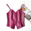Women Genuine Leather Tube Top Black Bustier with Straps