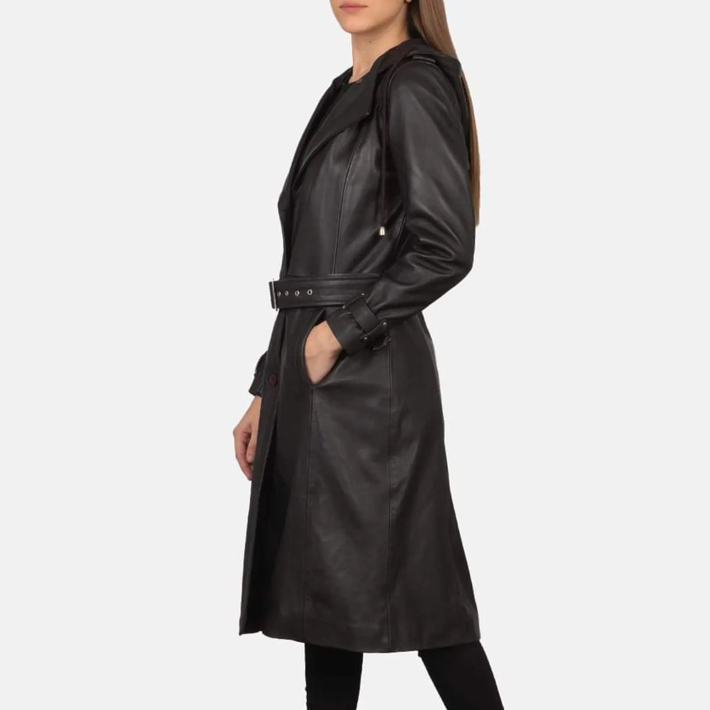 real leather trench coat women