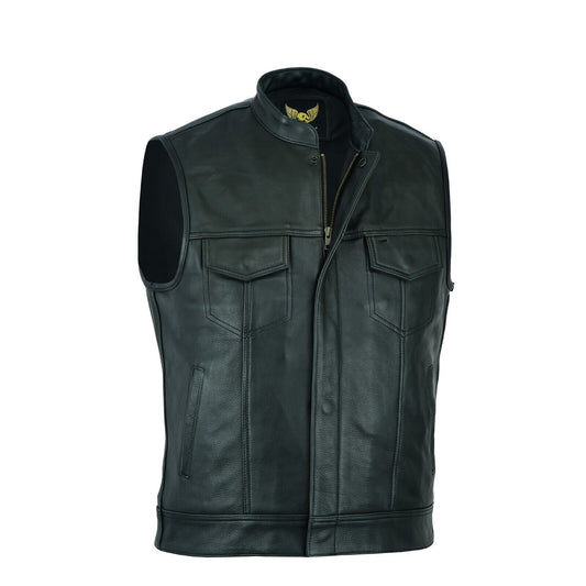 Genuine Black Leather Vest Waistcoat