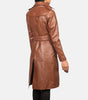 Brown Leather Women Trench Coat