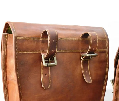 real leather motorcycle saddle bag