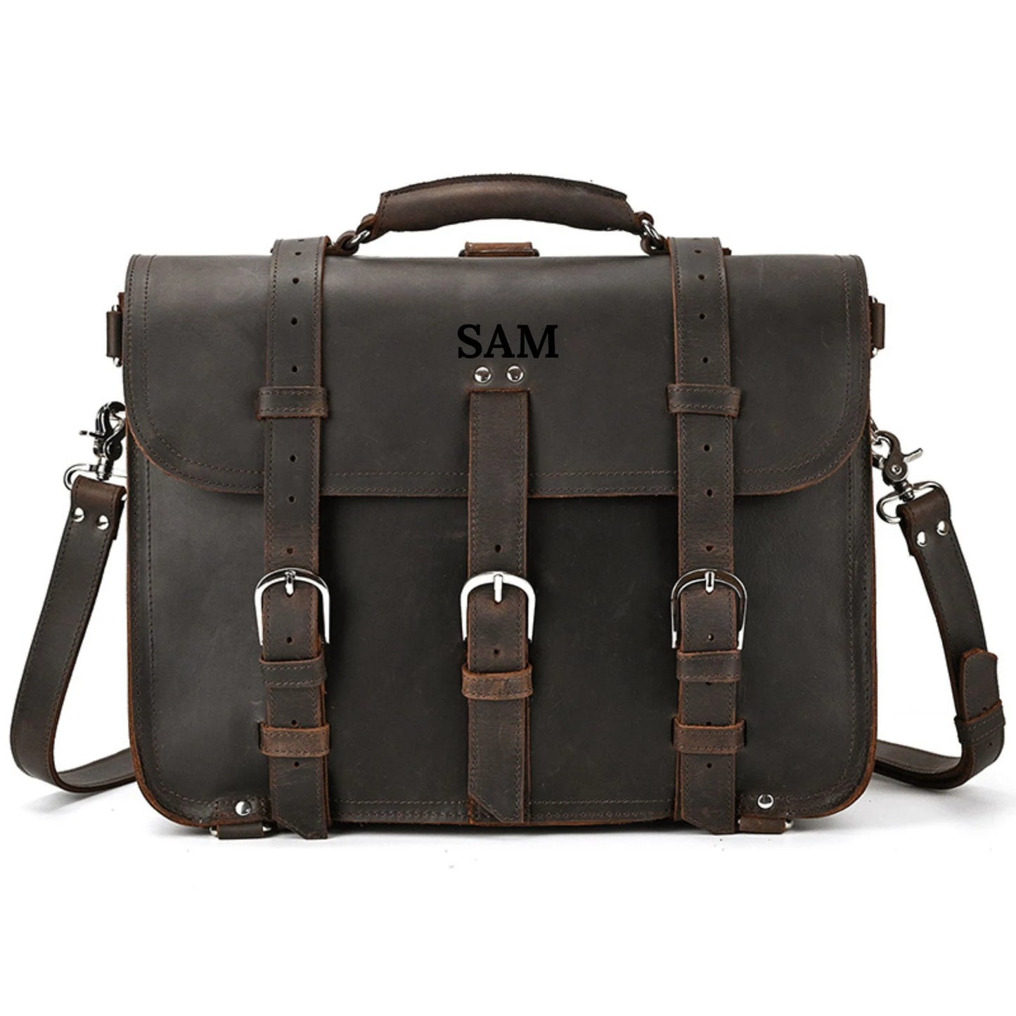 Genuine leather rucksack briefcase bag