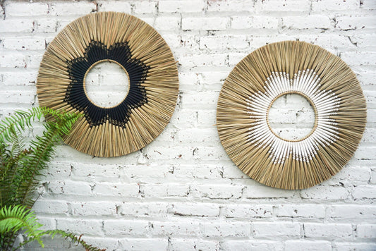 Round large seagrass wall hanging decoration