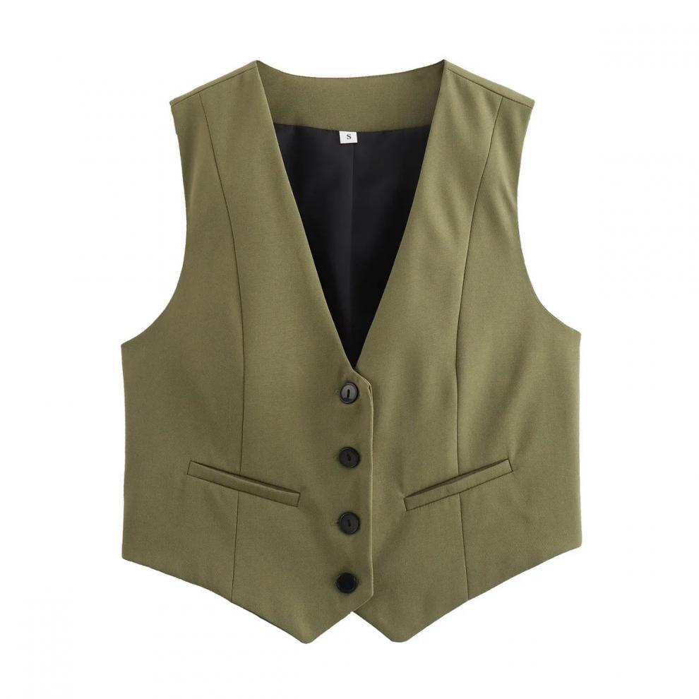 v neck sleeveless lazer vest women's