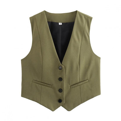 v neck sleeveless lazer vest women's