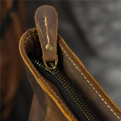 Genuine Leather Roll Top Backpack