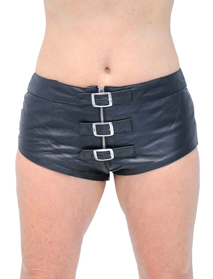 Buckle Front Leather Skimpy Hot Shorts