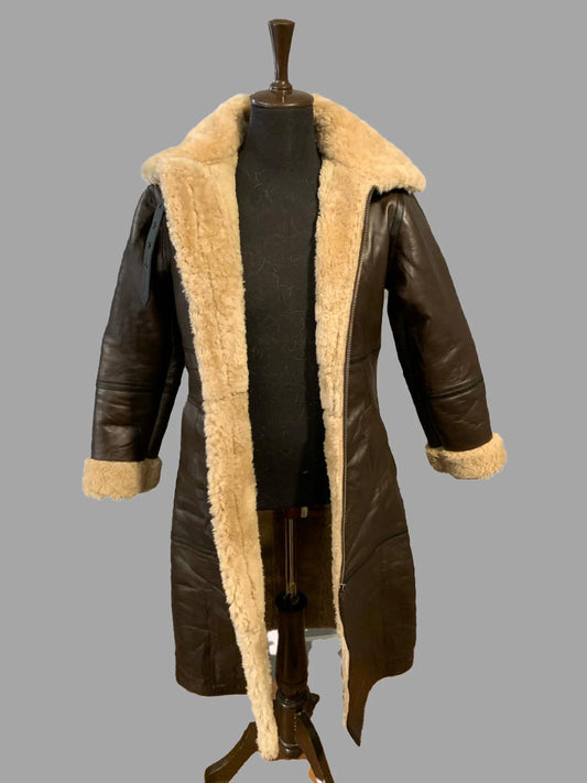 Women's Brown Shearling Real Leather Coat