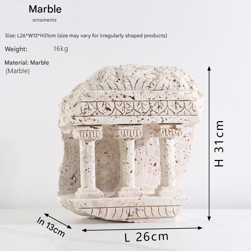 Roman  Yellow Travertine Marble Column Ornament