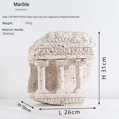 Roman  Yellow Travertine Marble Column Ornament