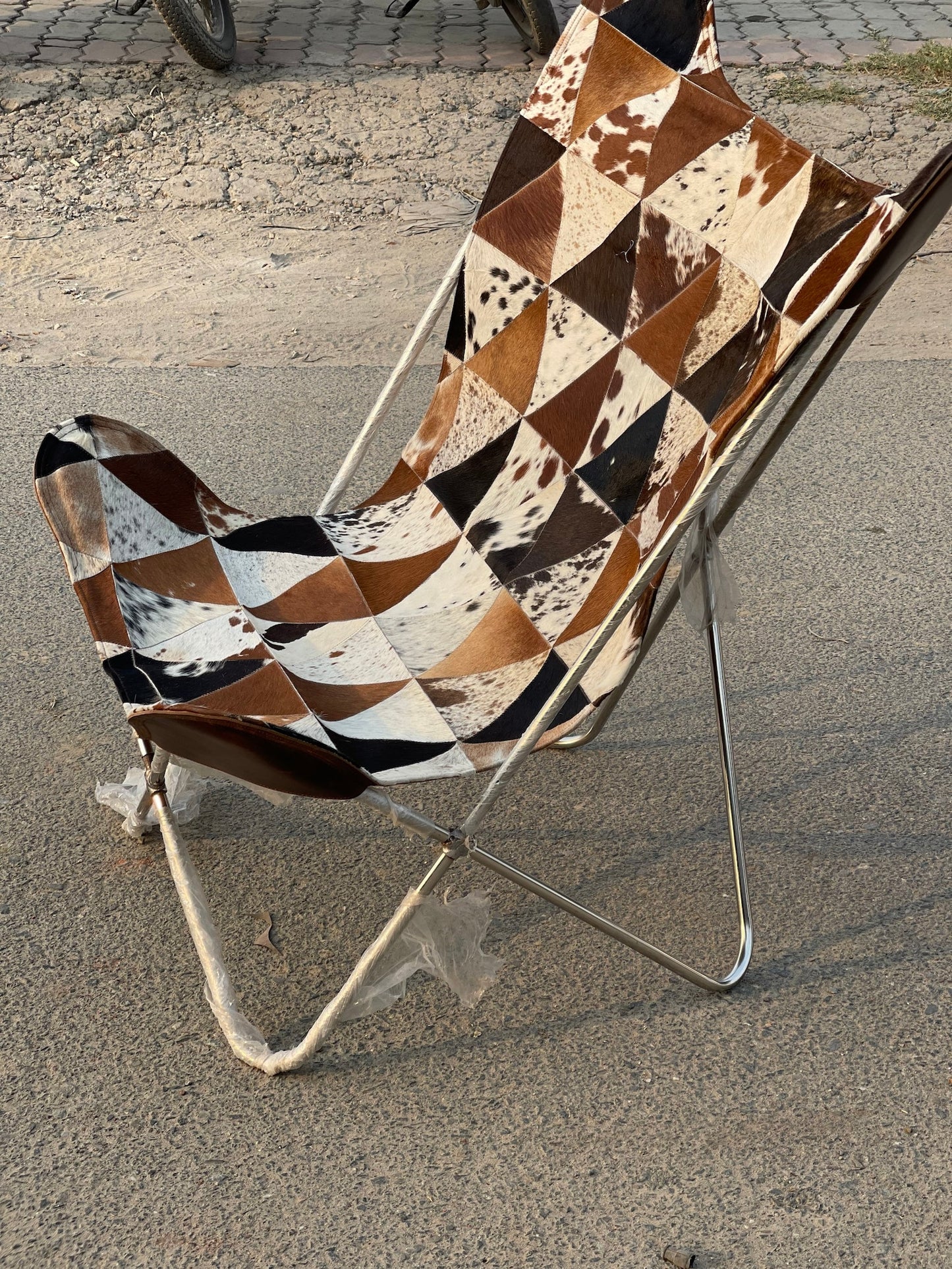 Butterfly Cowhide Chair Natural Real Patchwork