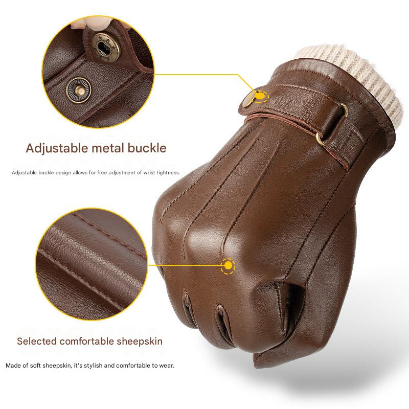 Men's leather gloves with fleece lining