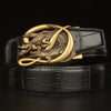 Men’s Leather Belt with Intertwined Crocodile Buckle