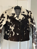 Natural Cowhide Fur Coat Jacket With Fringes