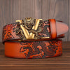 Men Dragon Leather Belt with Automatic Buckle