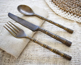 Vintage brass cutlery set table dining decor