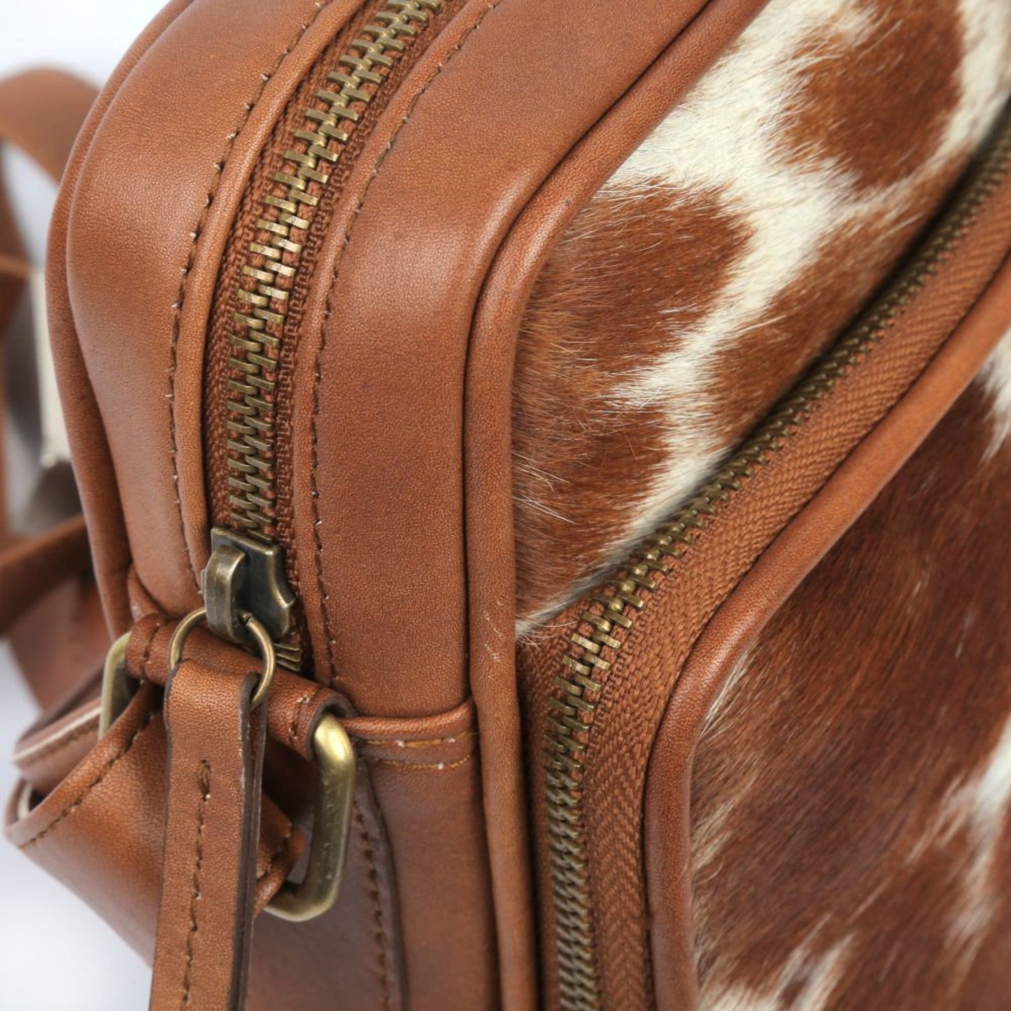 Natural Brown White Cowhide Crossbody Bag