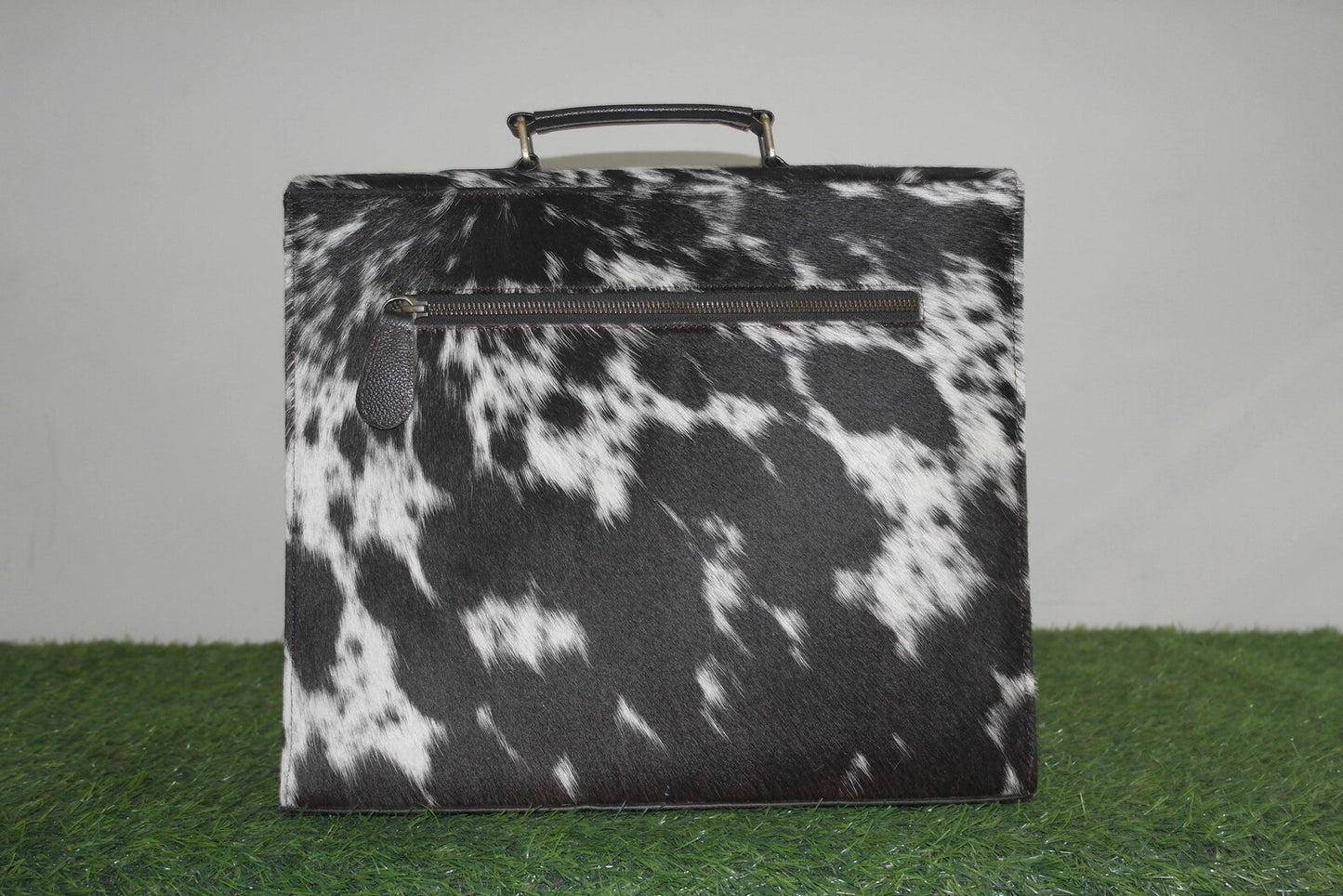 Black White Hair On Cowhide Briefcase Bag