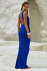Royal Blue Backless Mermaid Knit Gown Dress