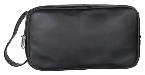 Mens toiletry leather bag with zipper case