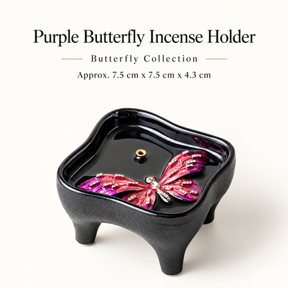 Stick Incense Holder with Butterfly Design and Decorative Tray