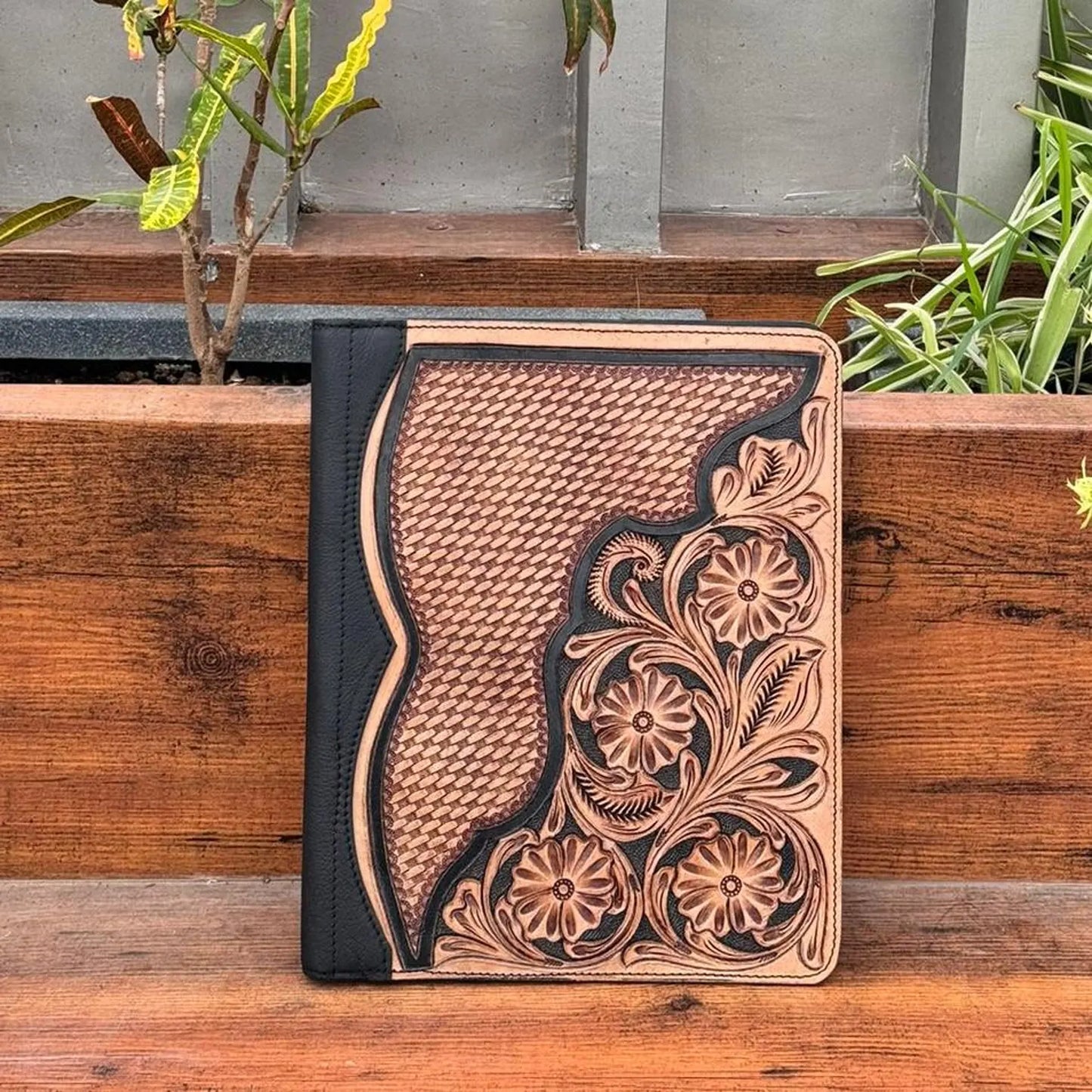 Tooled Leather Portfolio Cover Engraved