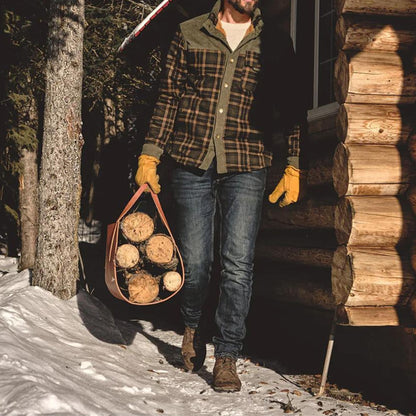 Genuine Leather Wood Log Carrier