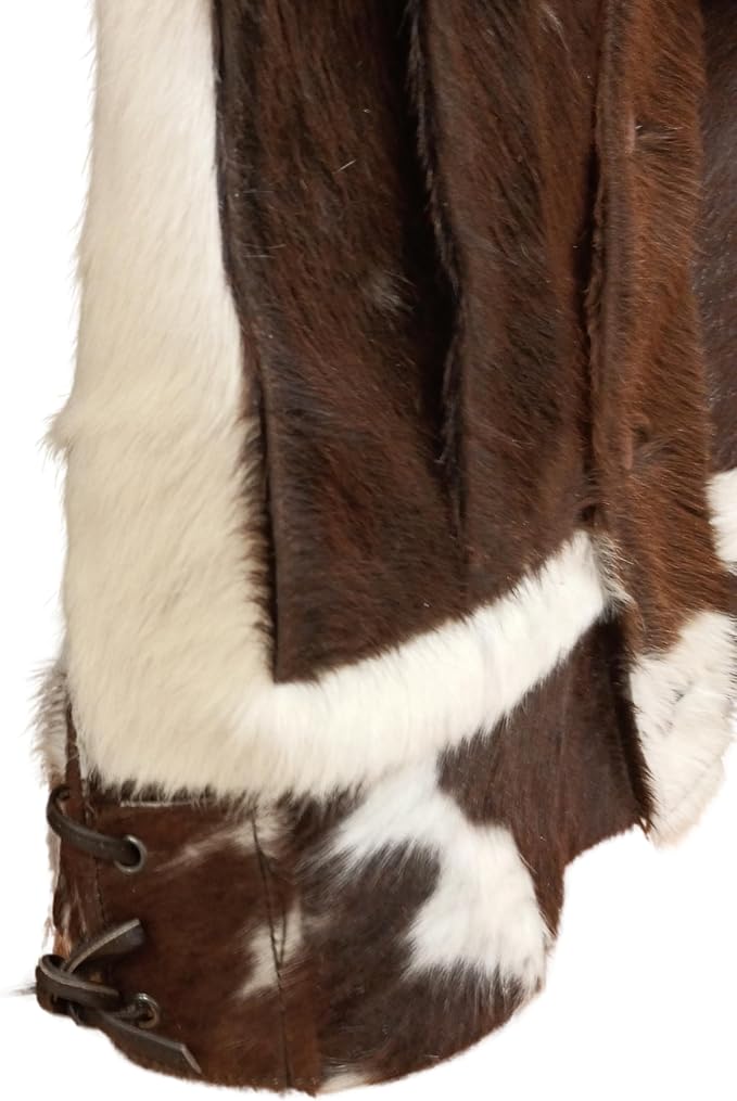 Faded Brown White Cowhide Fur Jacket