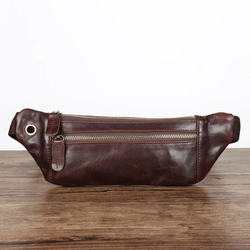 Men’s Cowhide Leather Crossbody Waist Bag