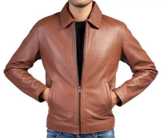 Men's Lambskin Leather Jacket Biker Slim Fit